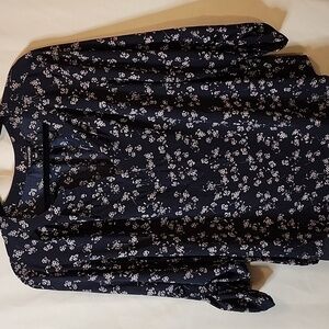 41 HAWTHORN Floral V neck 3/4 Sleeve Shirt Sz XL Blue